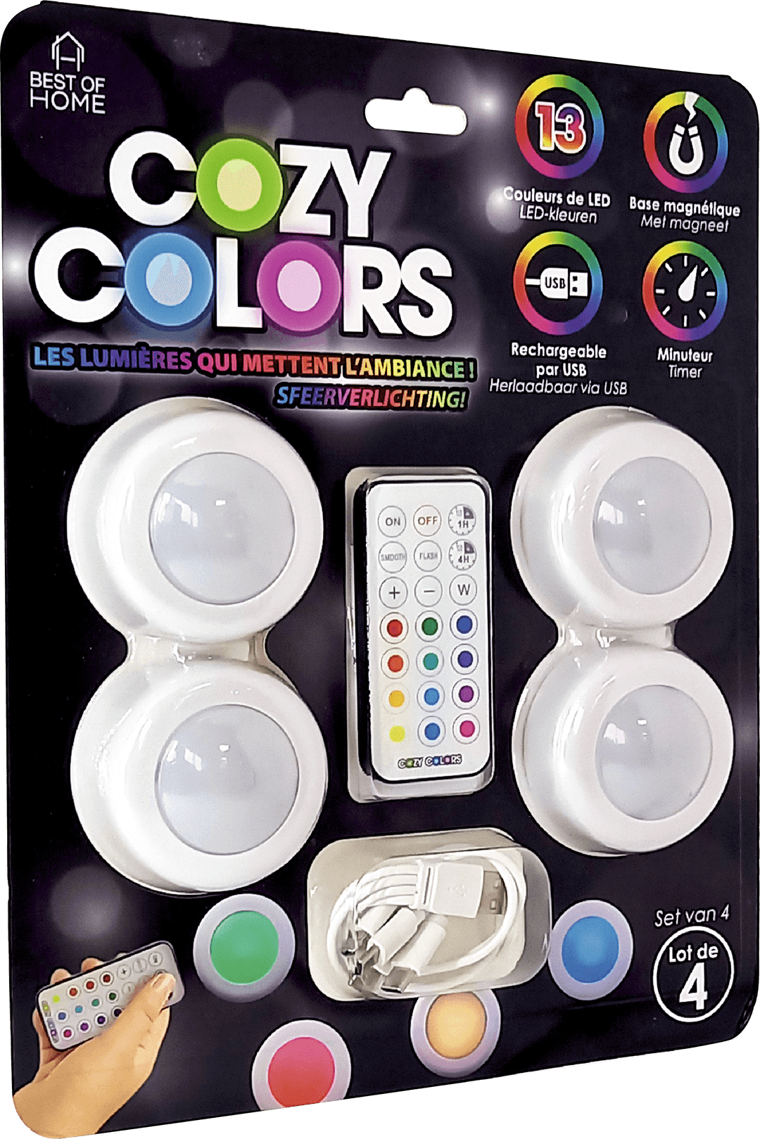 Set van 4 leds Cozy Colors