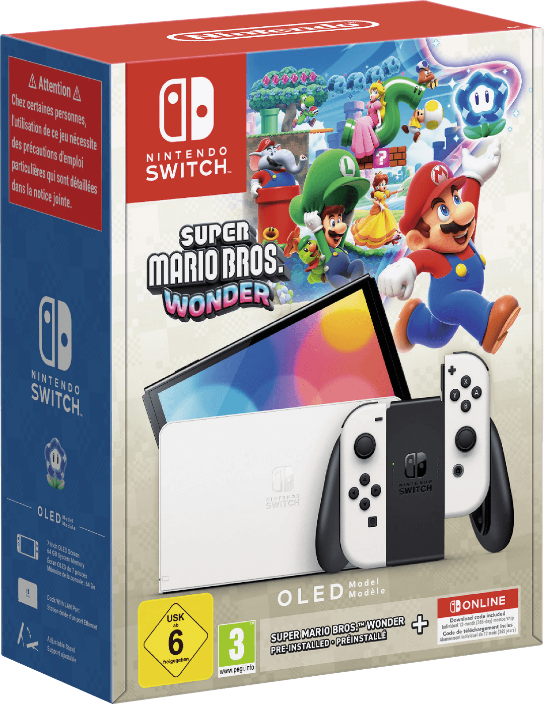 Console OLED Nintendo Switch + Super Mario Wonder + abonnement 12 maanden